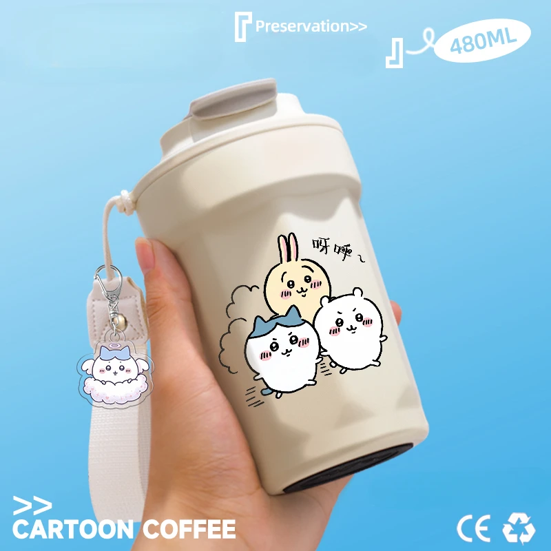 Kawaii Chiikawa Hachiware Usagi милый термос из нержавеющей стали большой емкости автомобиля