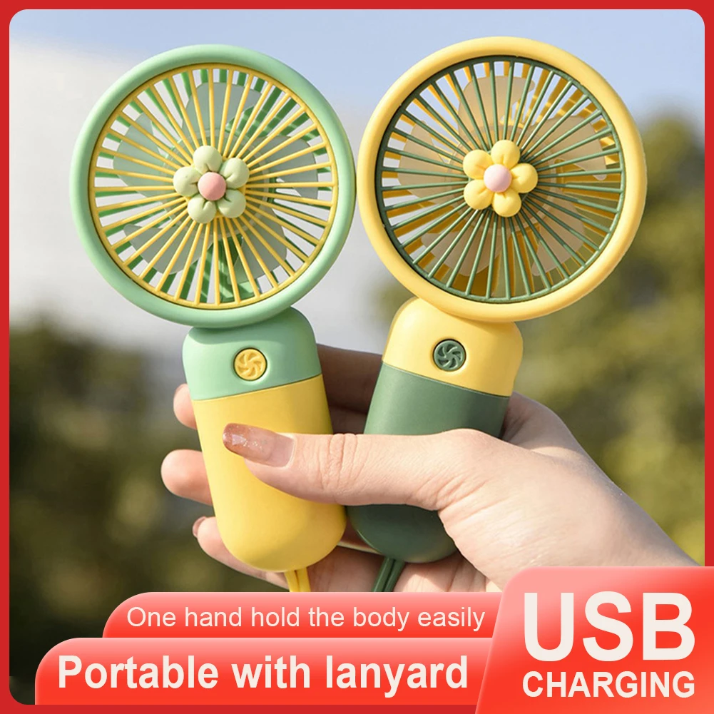 

Mini Handheld Fan Rechargeable Portable Lightweight Cooling Fan with Lanyard Long Duration Desk Dormitory Office Student Gift