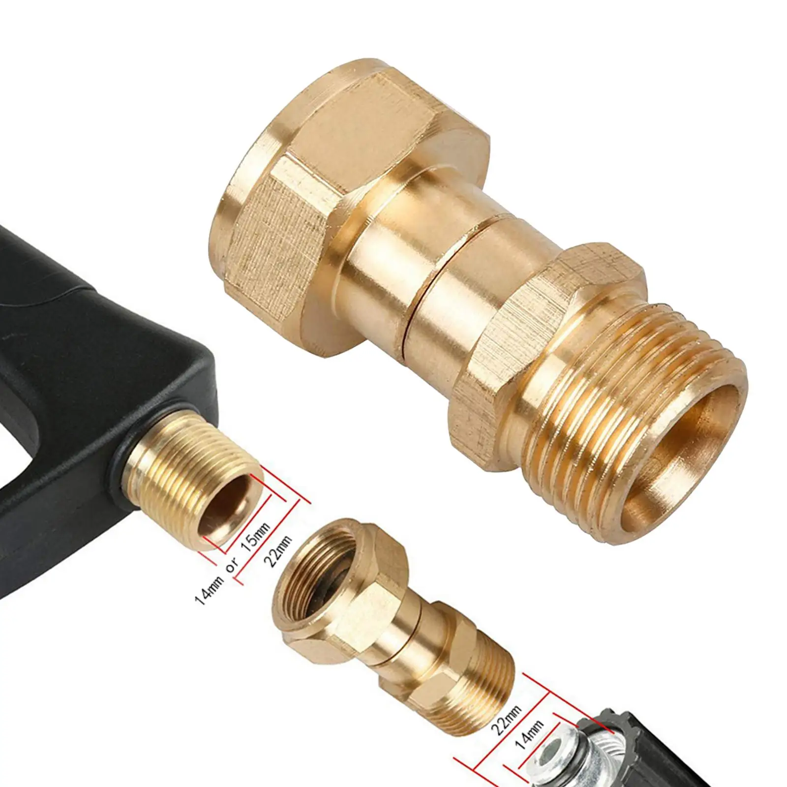 

Brass M22 Thread Adapter Connector Metric M22 Female Thickened Lengthen Cleaning Clean up Extension Coupler for Car Washer Floor