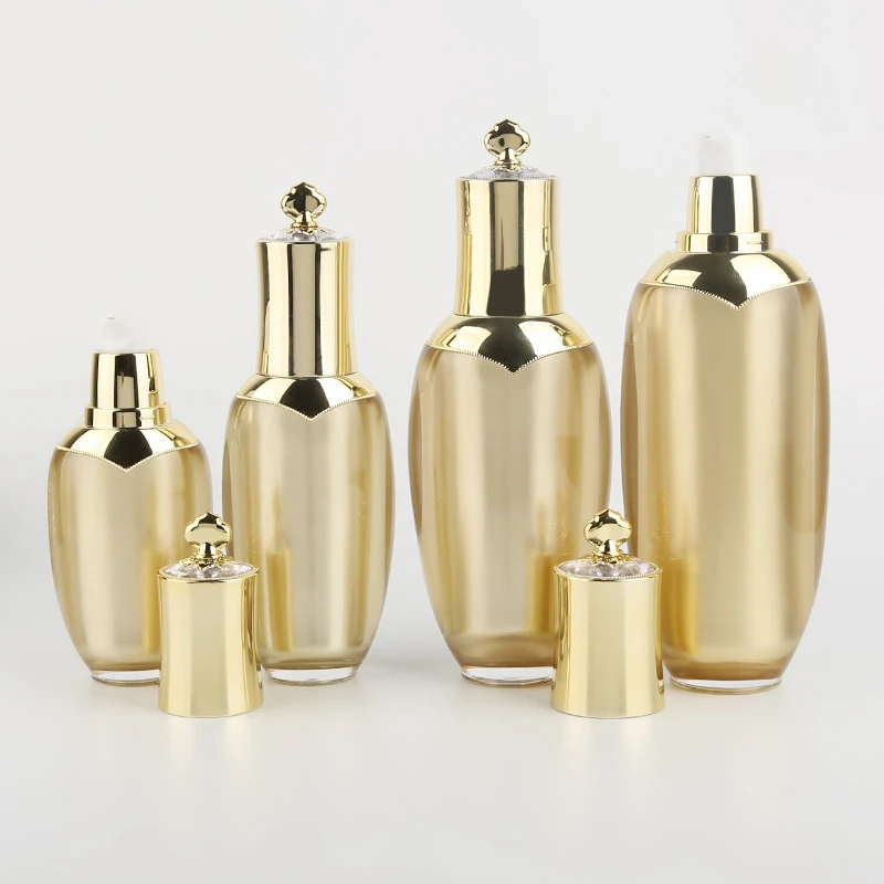 

100ML GOLD Acrylic Crown Shape Pump Bottle Lotion Emulsion Serum Essence Moisture Gel Hyaluronic Toner Skin Cosmetic Packaging