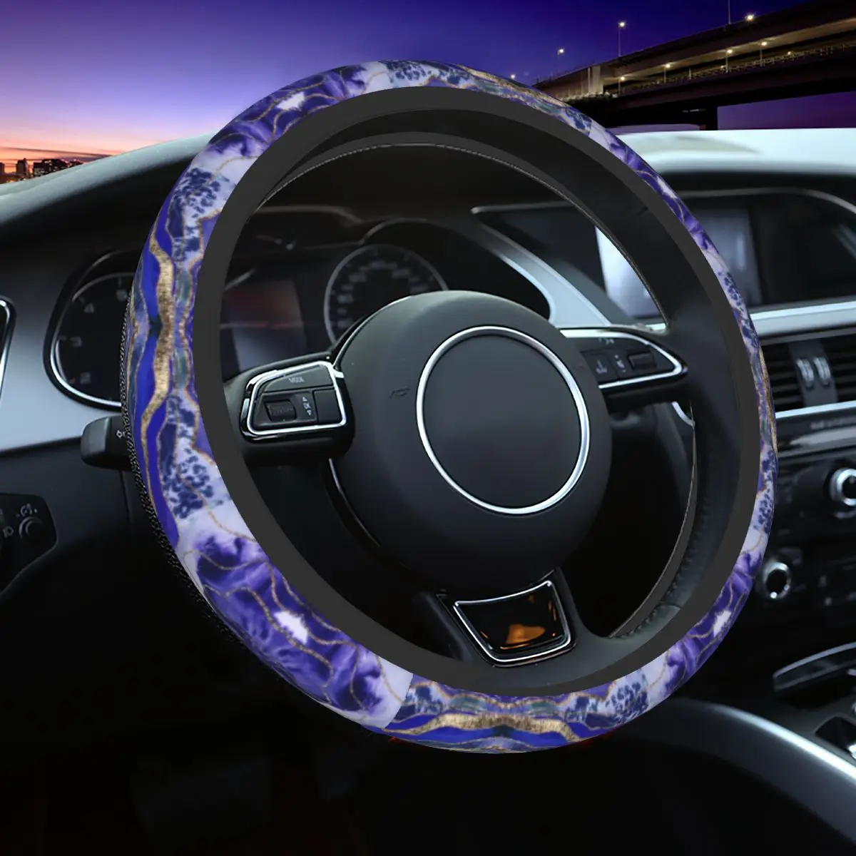 

Liquid Marble Quicksand Pattern Universal Steering Wheel Cover Fit for Sedan Car Steering Wheel Protector Auto Accessories