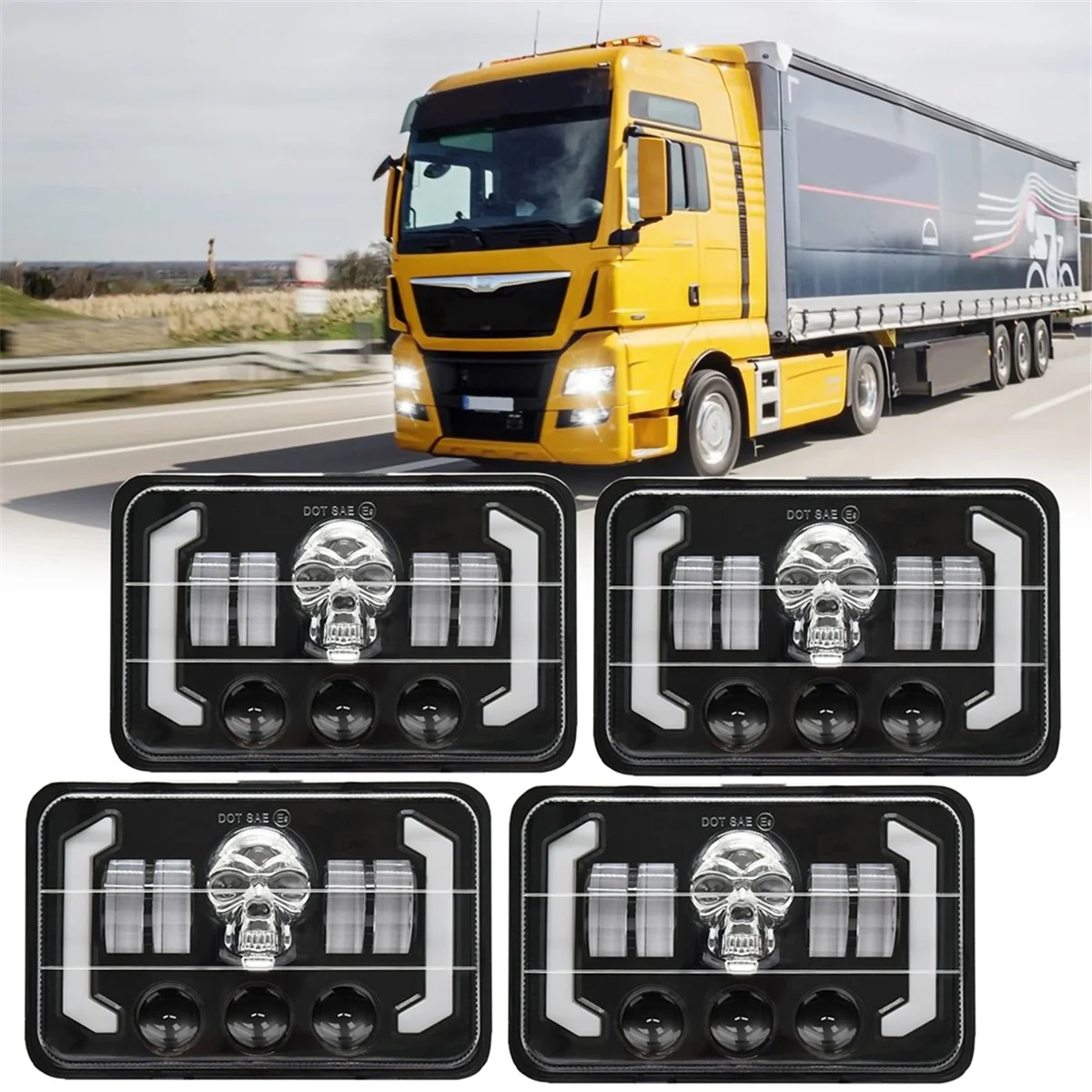 4x6 Skull RGB светодиодные фары указателя поворота замена H4651 H4652 H4656 H4666 для Peterbilt Ford