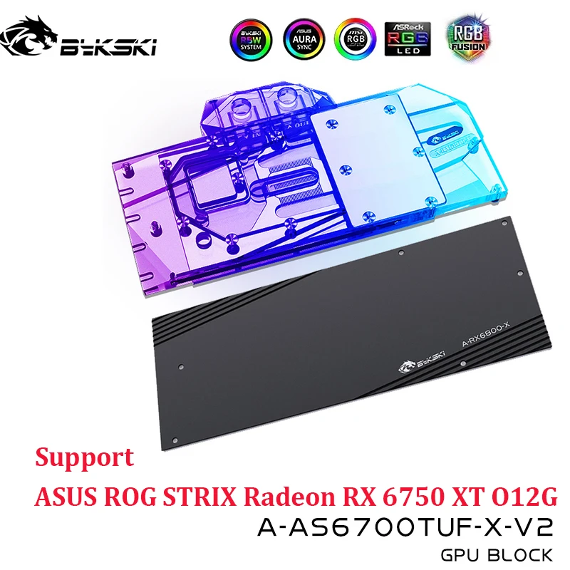 

Bykski GPU Water Block for ASUS ROG STRIX Radeon RX 6750 XT O12G Card / Copper Cooling Radiator RGB AURA / A-AS6700TUF-X-V2