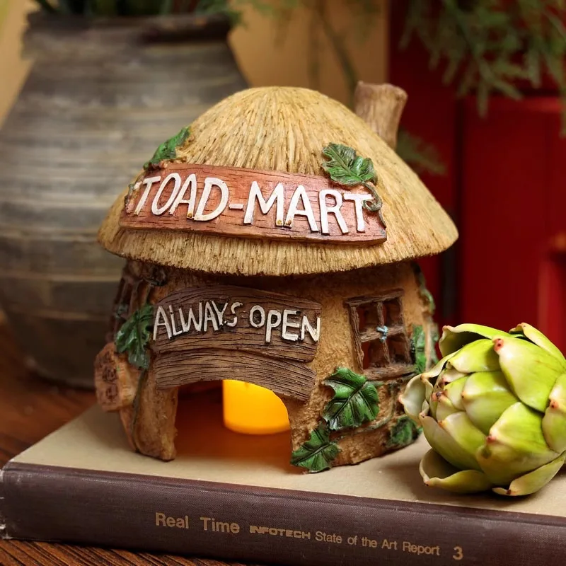 Сказочное украшение из смолы в виде грибов травы дома сада балкона ручная