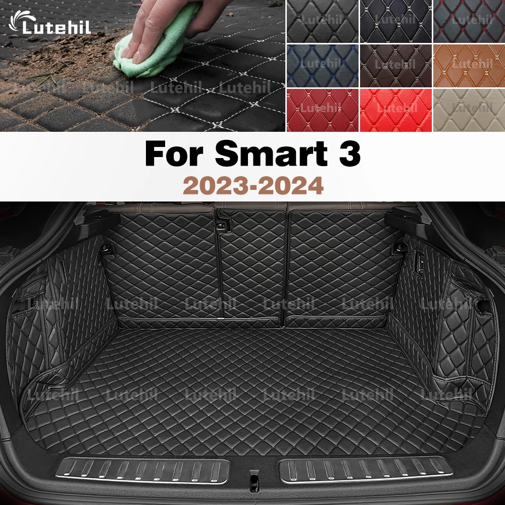 Фото Для Smart 3 2023 2024, автомобильный коврик для багажника с полным покрытием, автомобильный защитный коврик, грузовой вкладыш, аксессуары для интерьера №1
