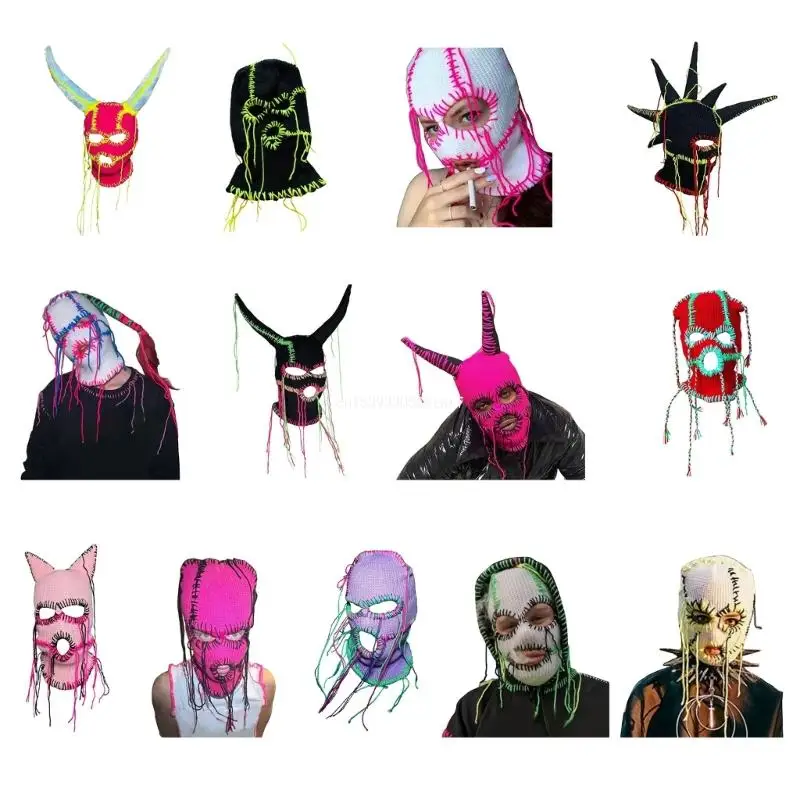 

Новинка, шапка с рогом дьявола, вязаная шапка-бини на Хэллоуин, женская шапка для катания на лыжах и пешего туризма, Прямая