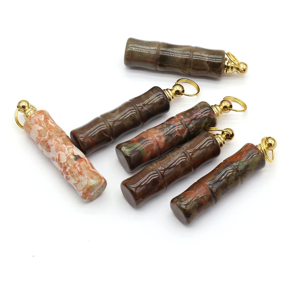 

Perfume Essential Oil Diffuser Natural Charm Picasso Stone Perfume Water Bottle Pendant Jewelry Making Necklace Accessories