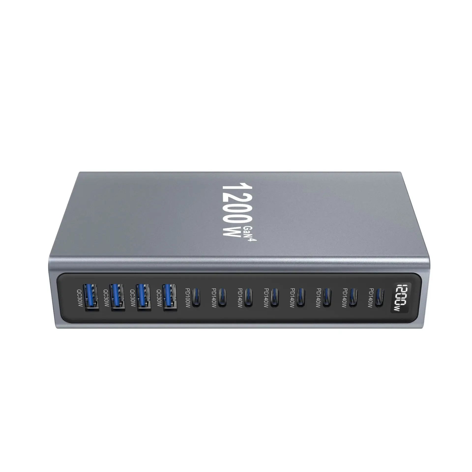 Фото 1200W GaN 12-портовое настольное быстрое зарядное устройство PD3.1 USB Type-C, станция быстрой зарядки, адаптер для мобильных устройств и планшетов, многопортовый USB-хаб №1