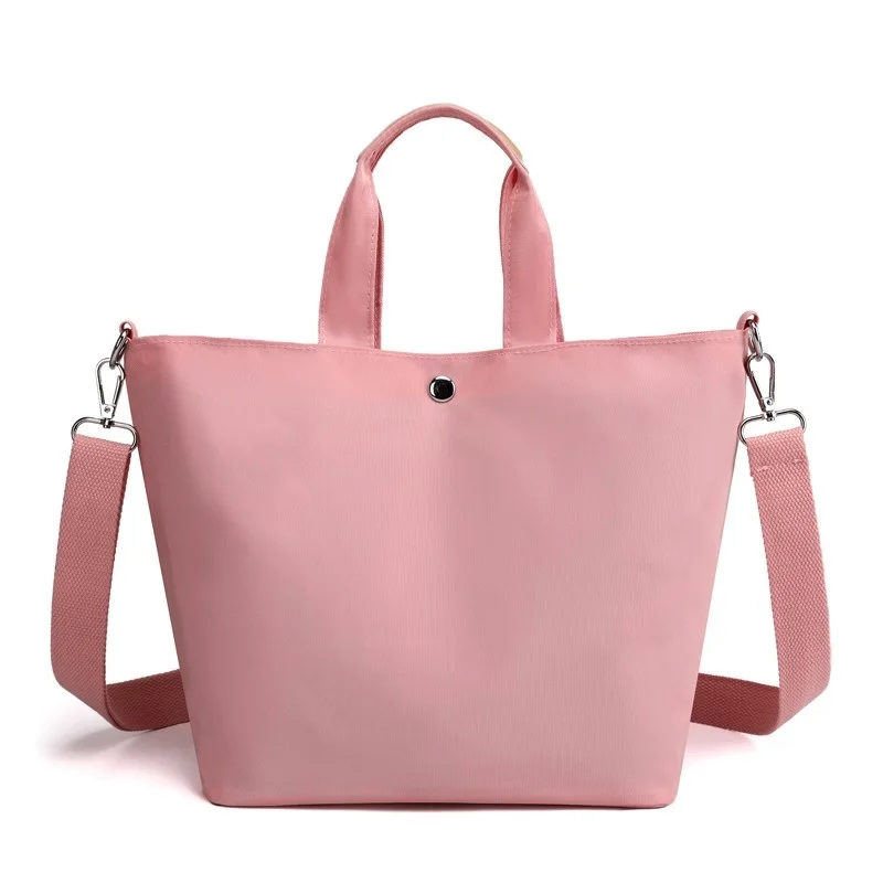 

Shoulder Nylon Bag Women Vintage Shopping Bags Zipper Girls Student Bookbag Handbags Casual Tote With Outside Pocket