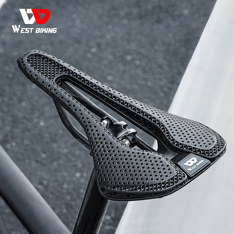 WEST BIKING Carbon 3D Printed Bike Saddle Ultralight Bike Saddle Breathable For Men Women Triathlon Road MTB Mountain Bike Seat