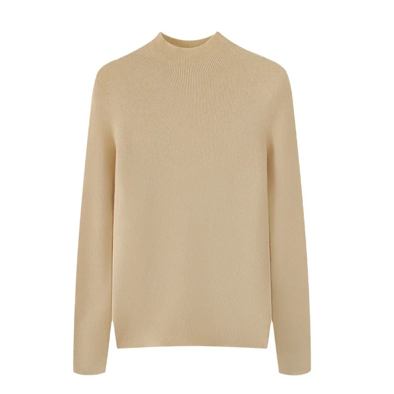 Облегающий свитер с высоким воротником до половины поло вязаный топ