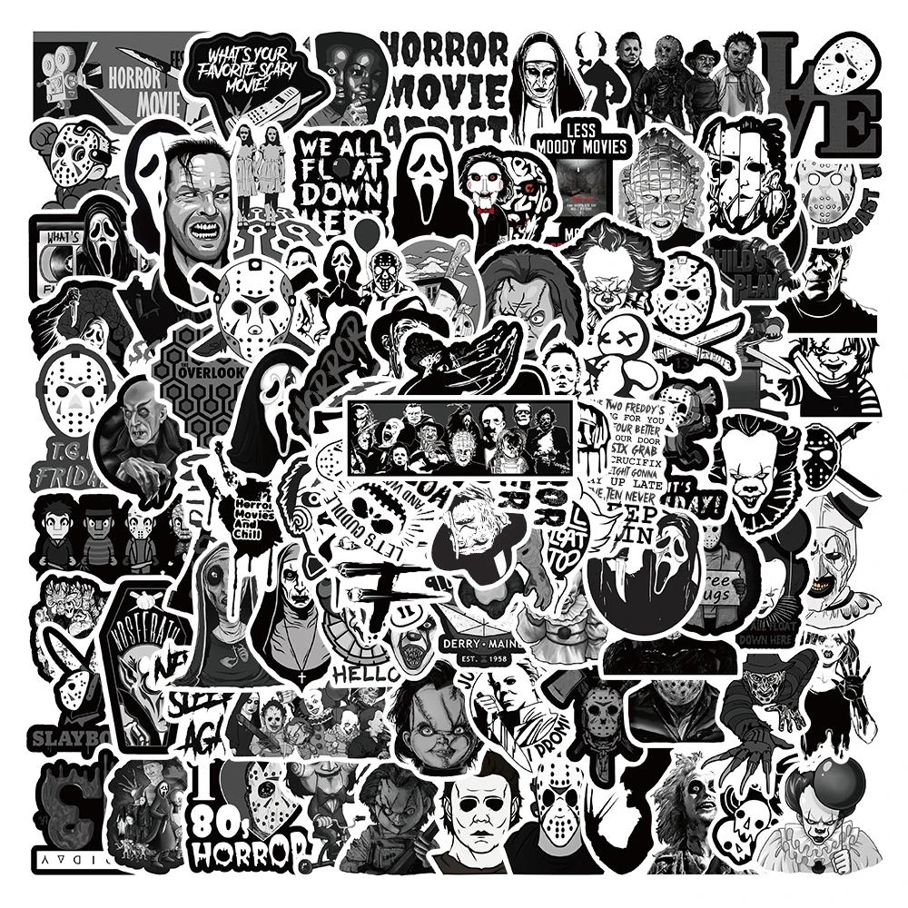 

10/50/100Pcs Horror Movie Graffiti Stickers luggage Skateboard Guitar Bicycle Helmet Laptop DIY Waterproof Stickers Decals