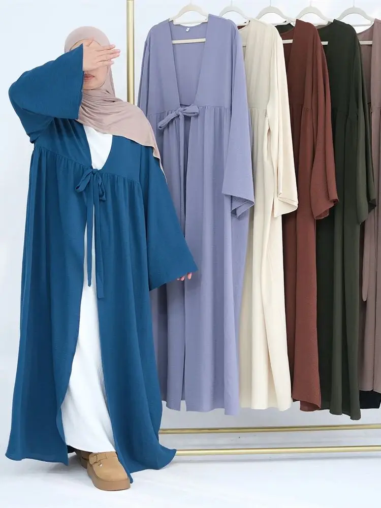 Рамадан Ид Скромное открытое кимоно Абая Дубай Мусульманская молитвенная одежда