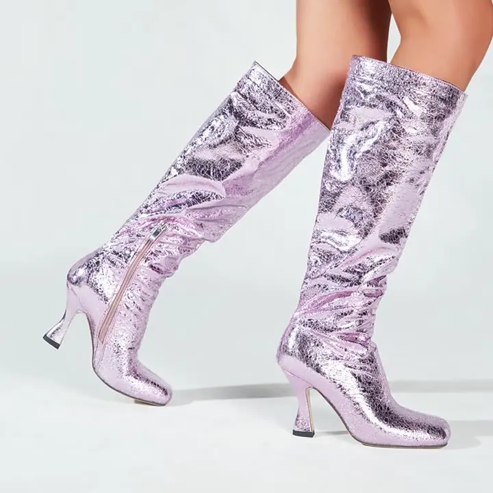 

Женские ботинки, осенние ботинки, женская роскошная дизайнерская зимняя обувь на молнии, привлекательная женская обувь на высоком каблуке, 2023 резиновая обувь