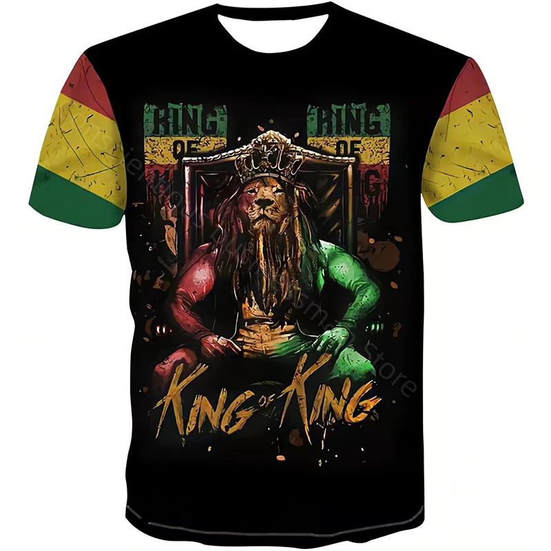 

King Lion T-shirt Men's Fashion Animal T Shirt 3D Printed Short Sleeve lion Leader T-shirt Streetwear Vintage Tees Men's T-shirt