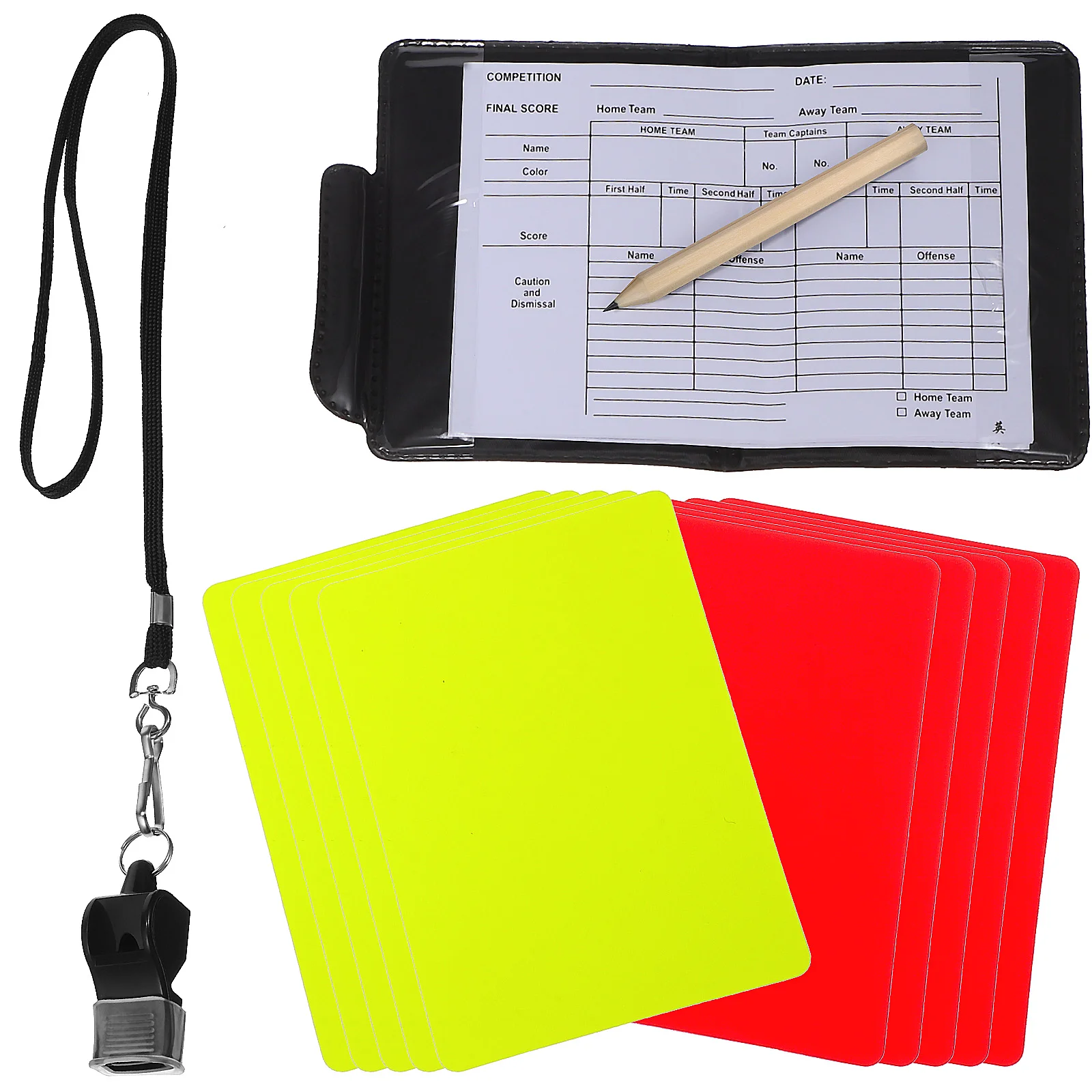 

Football Referee Whistles Supply Accessories Penalty Cards Soccer Red Yellow For