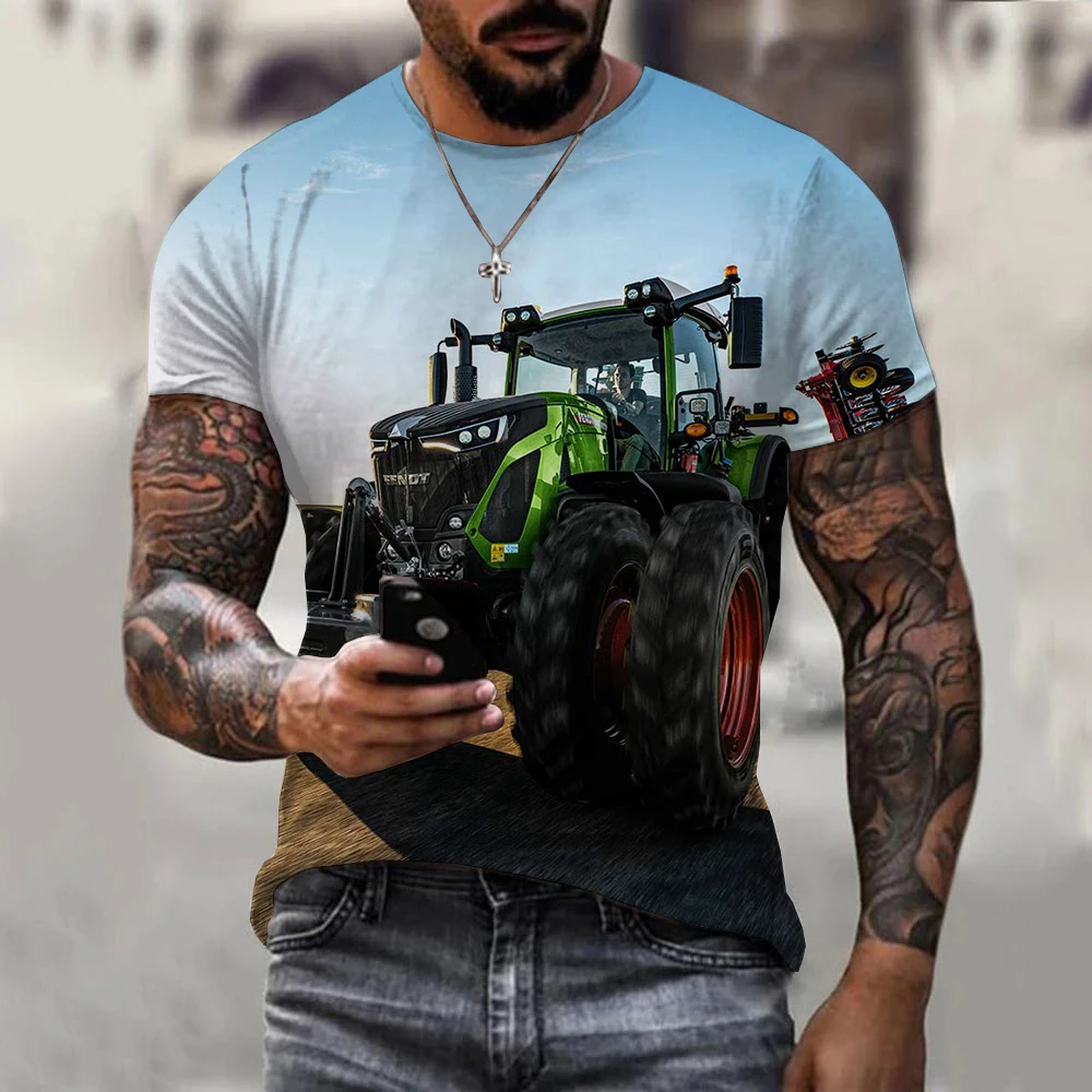 

Футболка женская/мужская с забавным принтом трактора и автомобиля