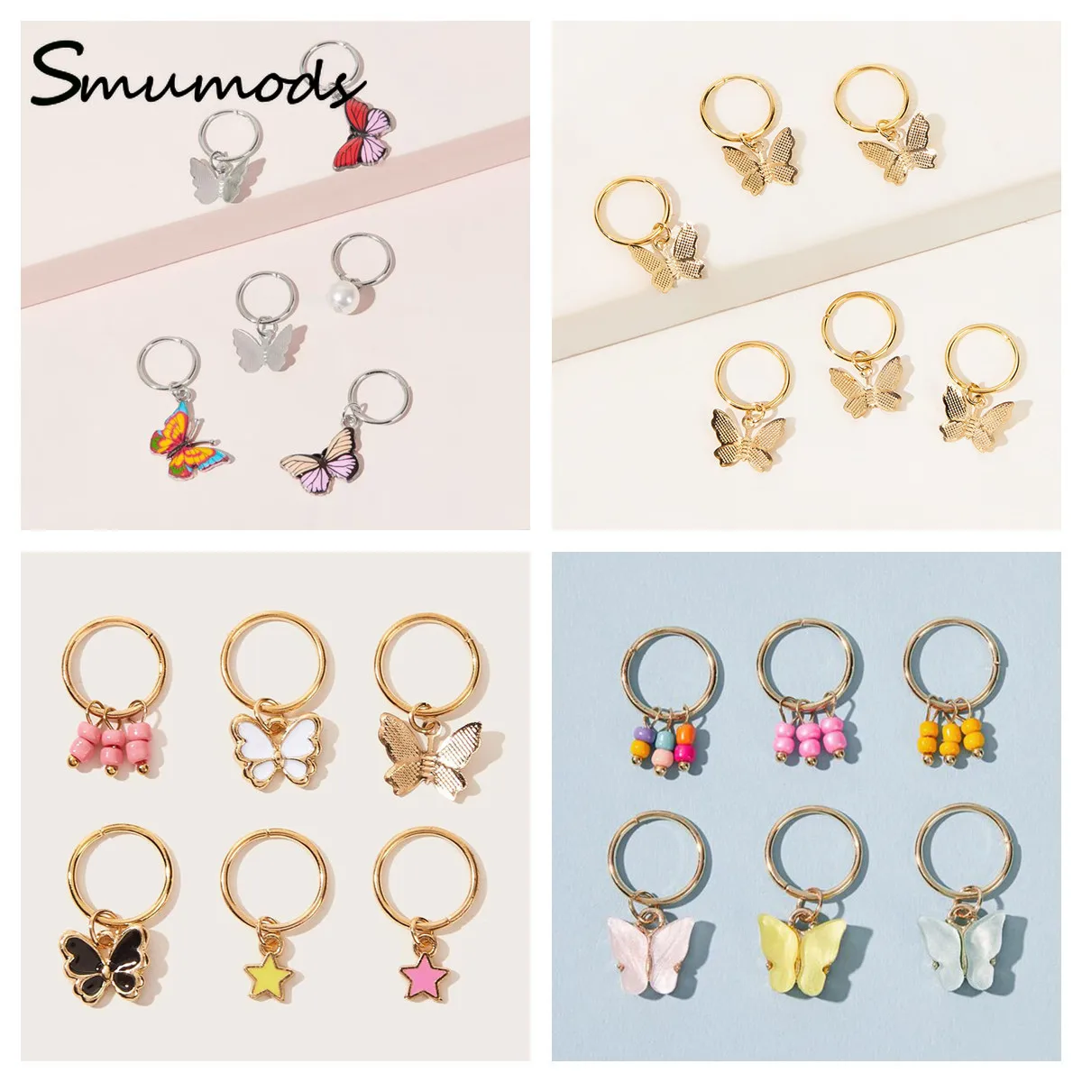 

6pcs/set Girls Hairpin Hair Accessories Hair Clips Women Butterfly DIY Pendant Hair Accessories Street Braid Trend Headwear