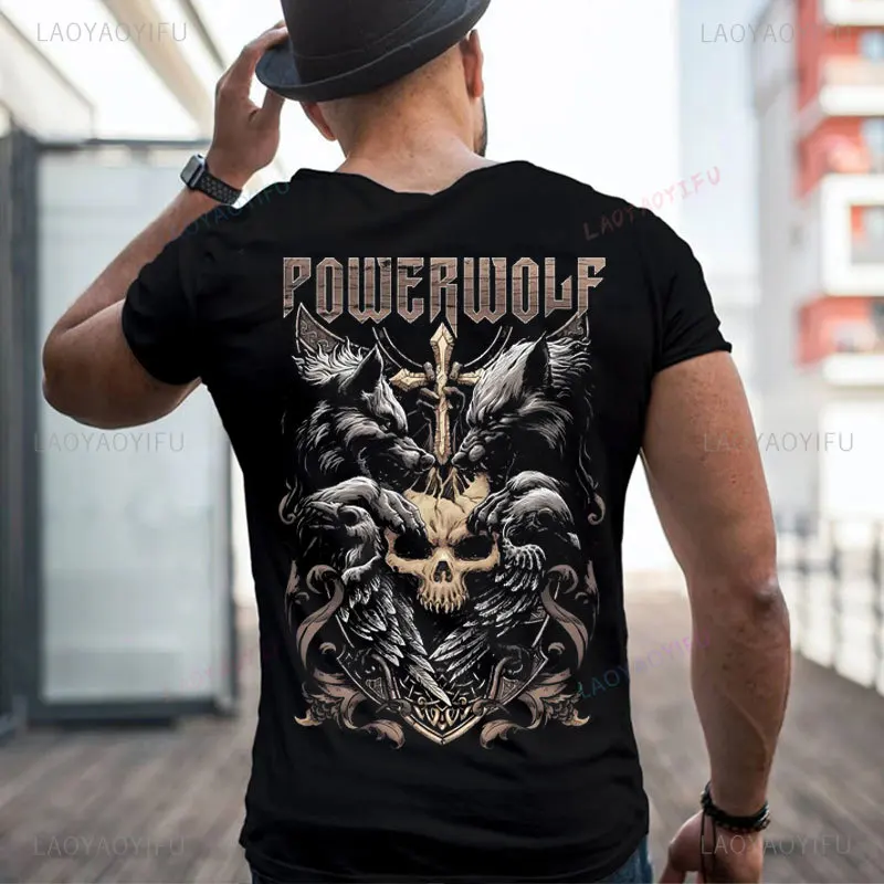 Мужская и женская хлопковая футболка с принтом Powerwolf повседневная рубашка Via Dolorosa
