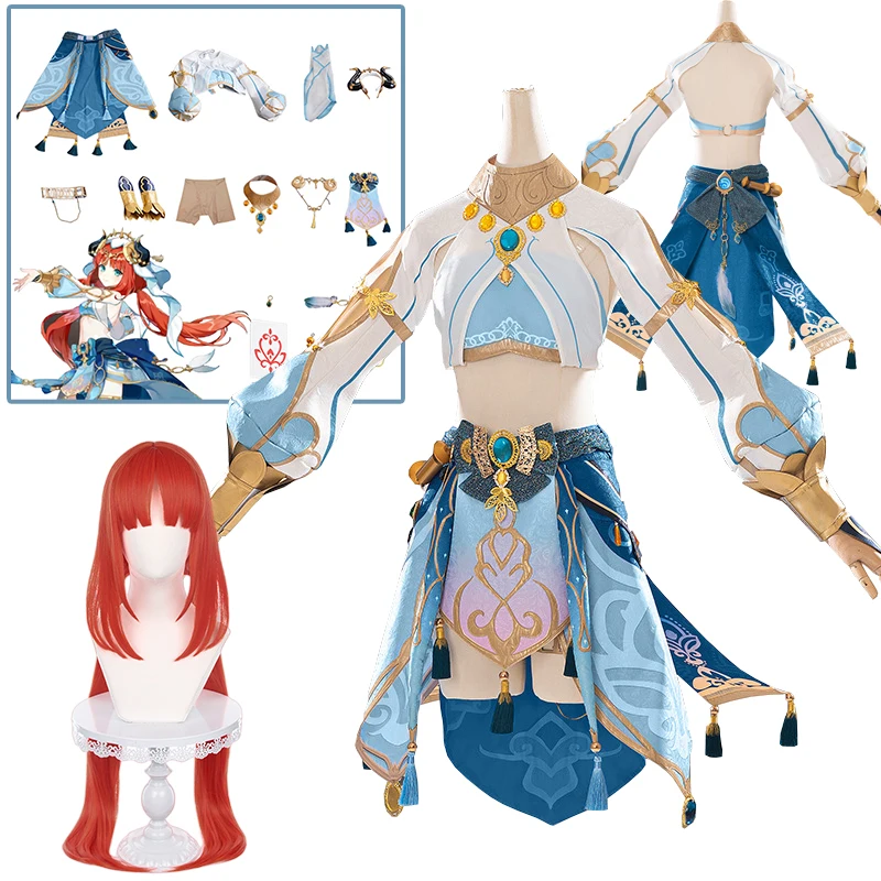 

Genshin Cosplay Dance Cosplay Art Nilou Seraphim Wig Cosplay Nilou Genshin Anime Game Synthetic Backward