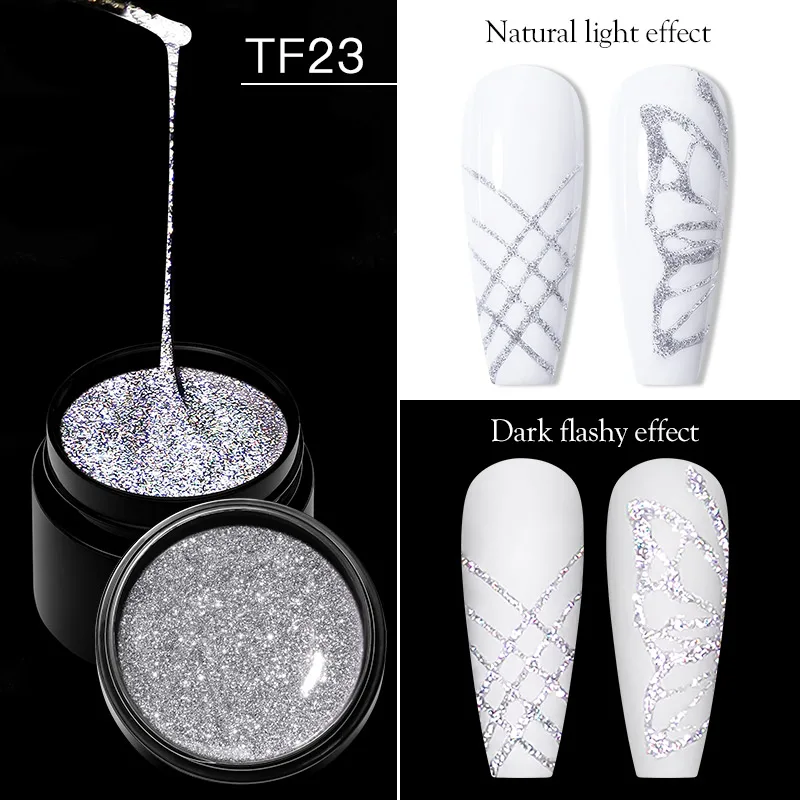 

MEET ACROSS Reflective Glitter Silver Gold Line For Nails Art Manicure Gel Varnishes Drawing Painting Spider UV Gel Polish