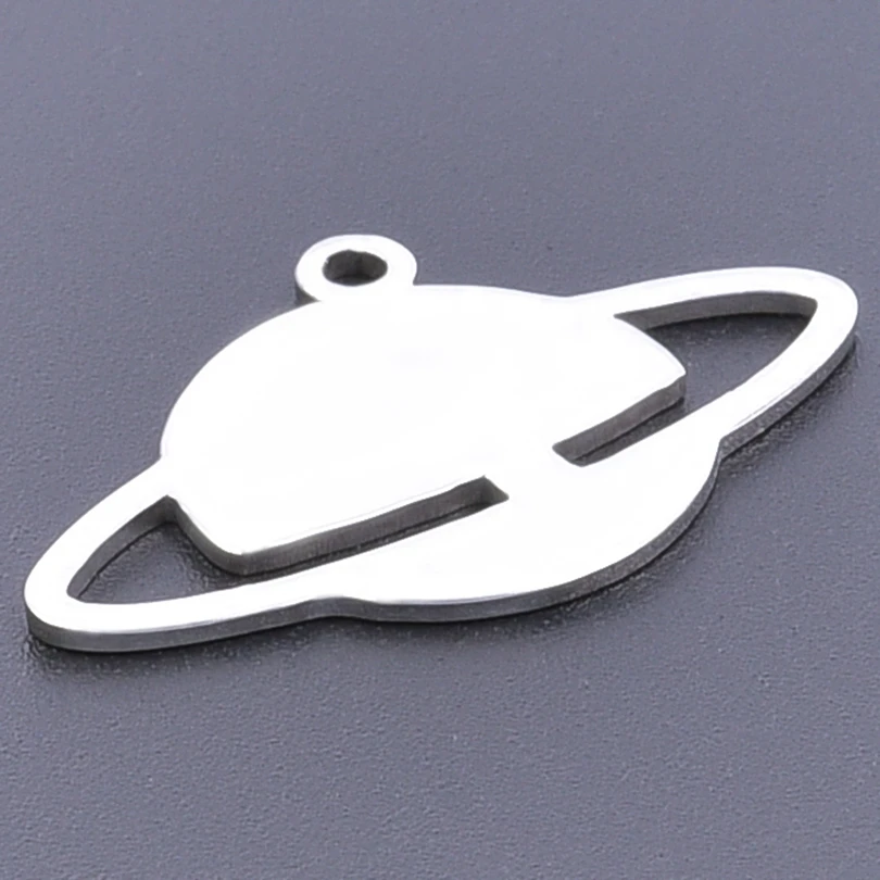 2pcs/Lot Silver Color Stainless Steel Saturn Galaxy Universe Charms Saturno Dije Earrings Pingente Pendant For Jewellery Crafts