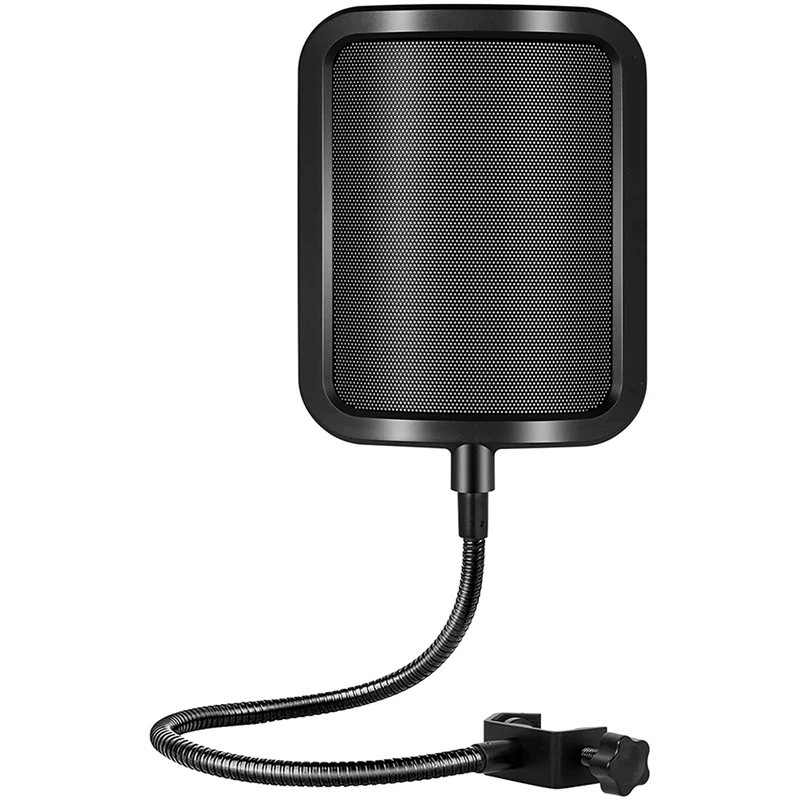 

Metal Mesh Layer Microphone Filter Protection Screen With Flexible 360° Gooseneck Clip Stabilization Arm