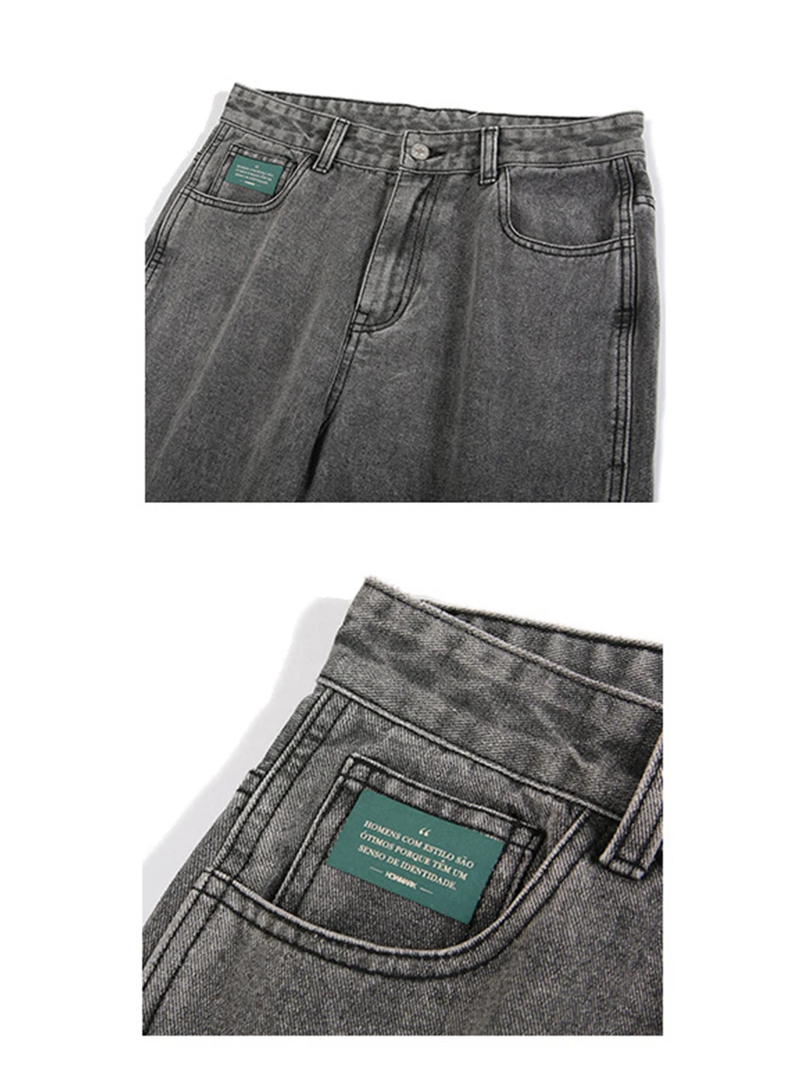 Four Seasons Men High Street Y2k Jeans Trend Street Loose Straight Trousers Fashion Streetwear Ins Hot Selling Denim Baggy Jeans