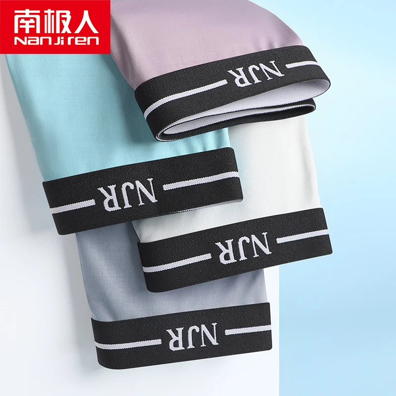 Nanjiren Men Underwear Summer Refreshing Boxer Ice Silk Solid Underpants Ultra Thin Breathable Cool Antib Acterial Male Panties