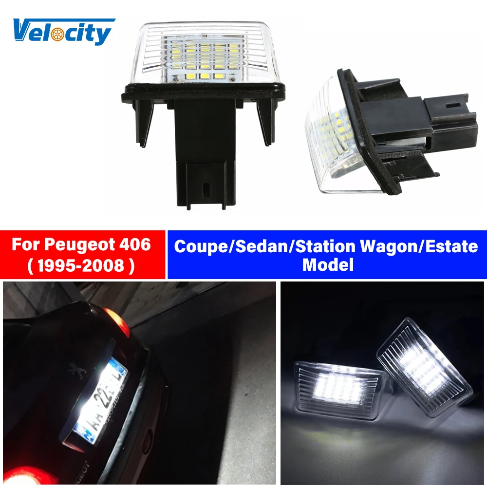 

2Pcs LED Number License Plate Light 6500K White Fit For Peugeot 406 1995-2008 Coupe Sedan Station Wagon Estate Model