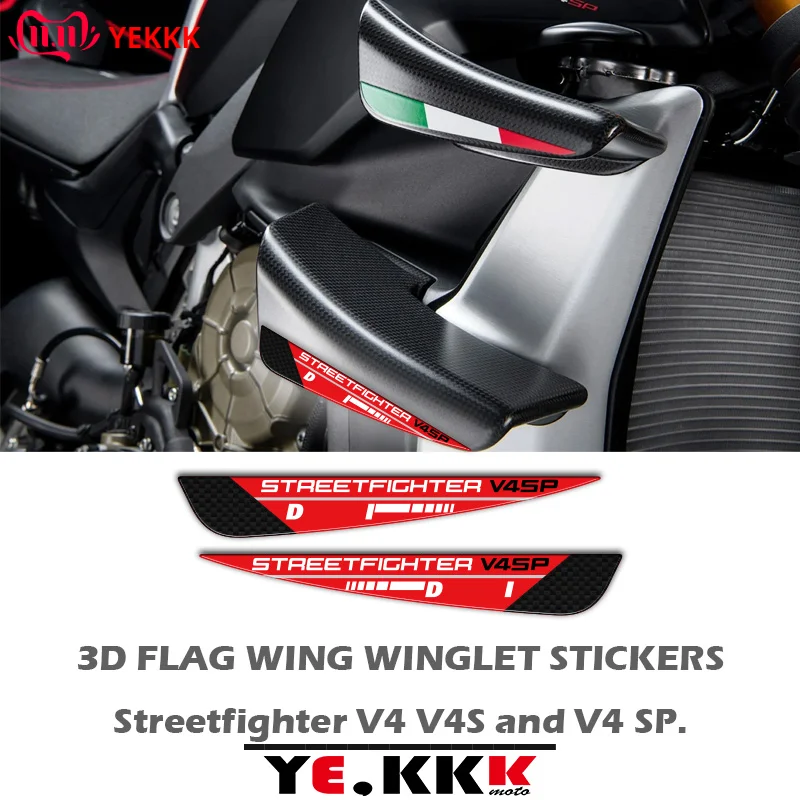 

For DUCATI STREEETFIGHTER V4S V4 V4SP 3D Red Fighter Under The Fixed Wind Wing Sticker Wind Blade Sticker Decal