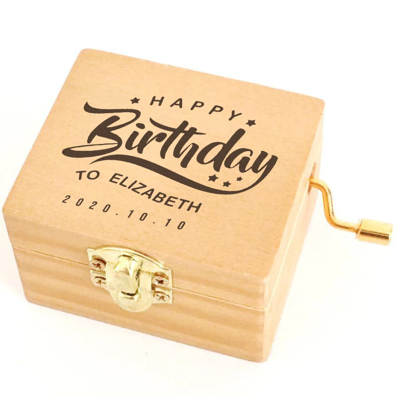 

Personalized Happy Birthday Music Box Music Available Custom Name Engraved Loving Notes Musicbox Wood Boxes for Gifts