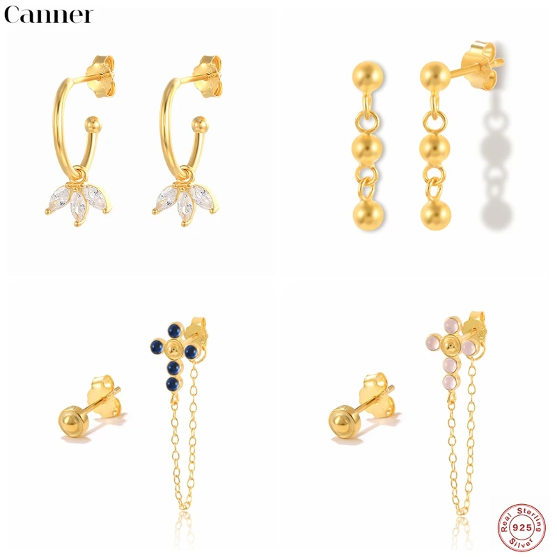 

Canner Huggie Earrings For Women Sterling Silver Creative Star Evil Eye Zircon Earrings Piercing Jewelry pendientes plata 925 W5