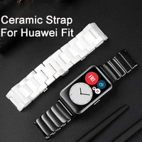 ceramic strap for huawei watch fit smart watch watchband ceramic mirror replacement belt tia b1909 butterfly buckle men women
