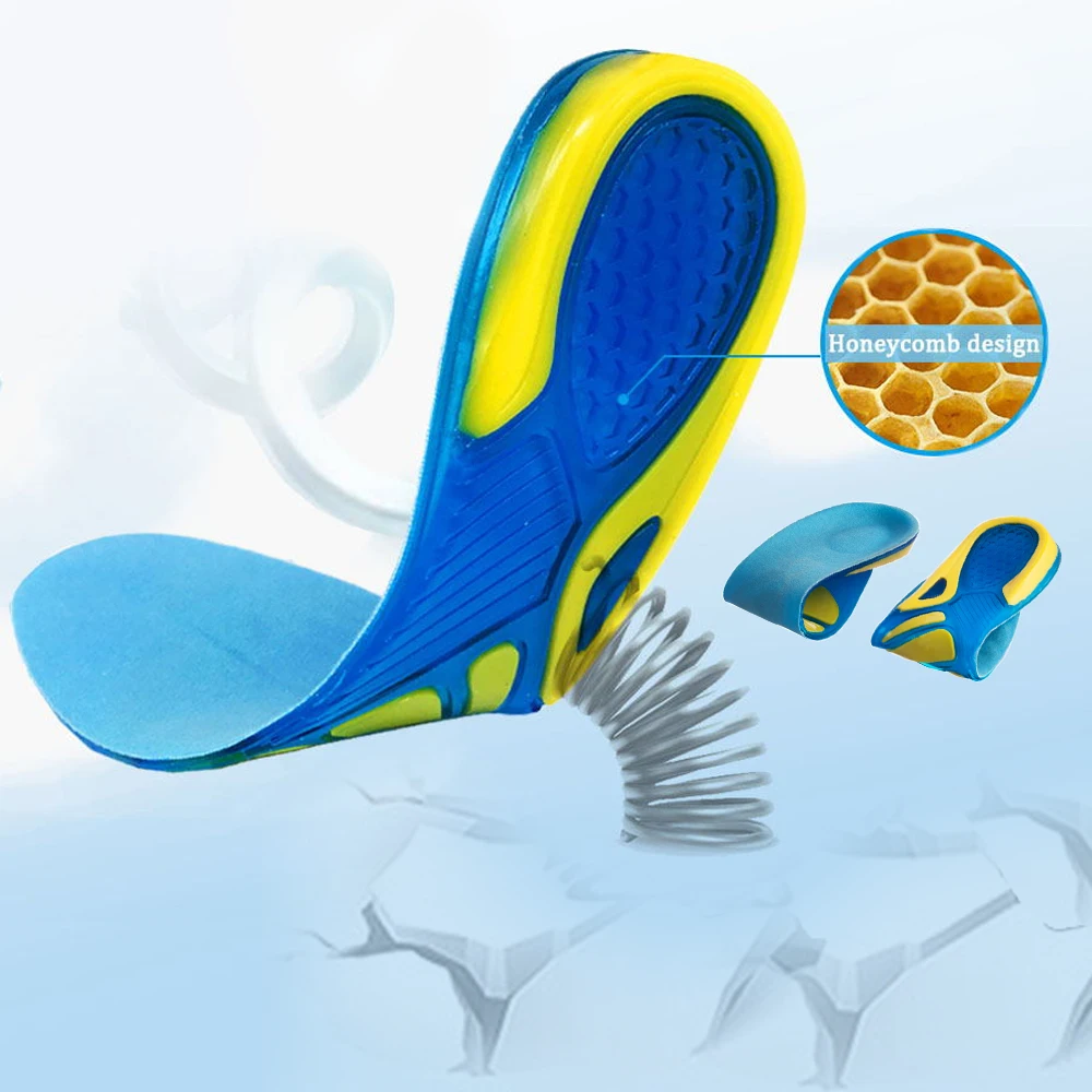 

Sport Running Silicone Gel Insoles For Feet Man Women Massaging Shock Absorption Orthopedic Soles Relieve Heel Spur Pain Pad