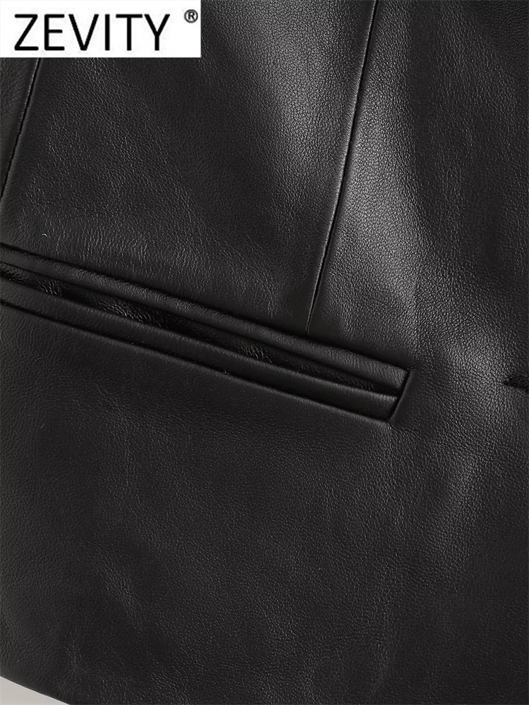 Zevity новинка 2024 женская модная тонкая блузка из искусственной кожи без бретелек