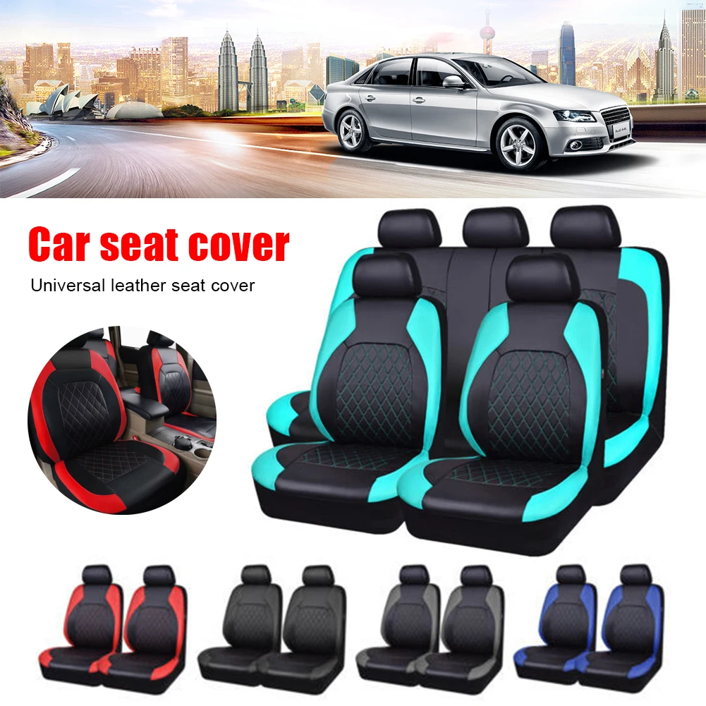 

Universal Car Seat Cover PU Leather Car Seat Cushion For Front And Rear Seats With Headrest Cover Protection For Car SUV Truck