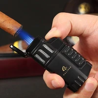 galiner cigar torch lighter windproof plastic lighting cigar tool 4 jet flame butane gas cigar lighter w punch cutter