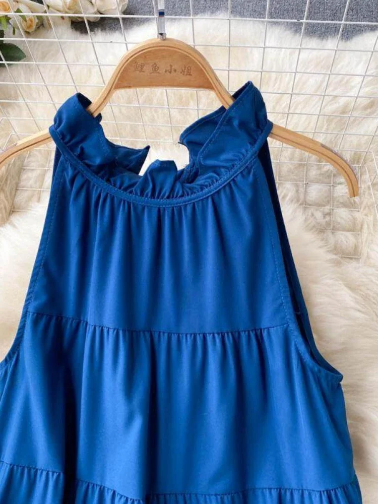 Женское пляжное платье без рукавов летние длинные платья-трапеции большого