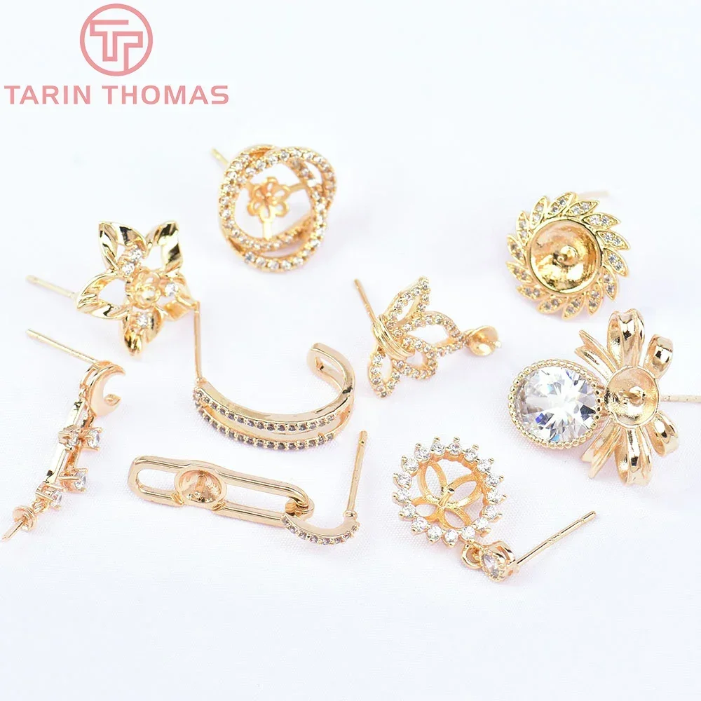 (5858) 2 шт. 10 5x14 мм 24-каратное золото латунь с цирконовой тыквой и т. д.