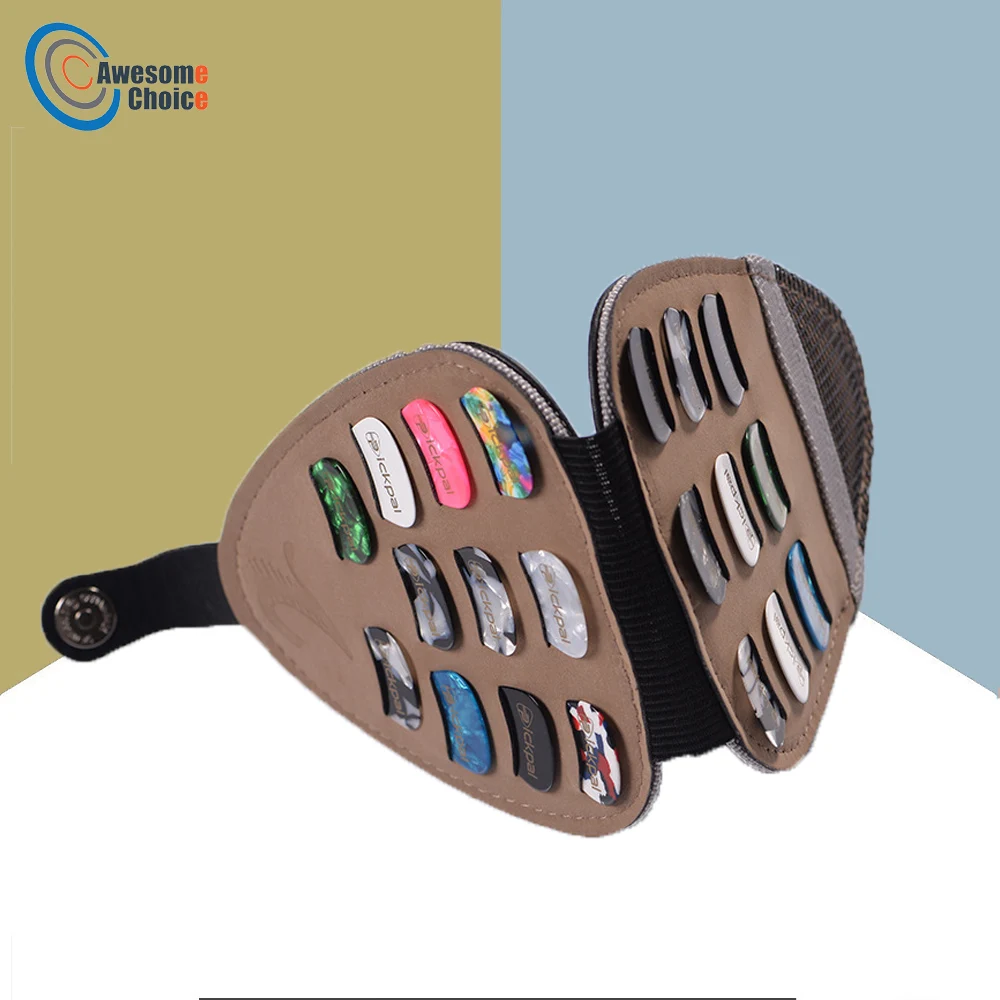 

21 pcs Leather Guitar Pick Holder Bag Wallet Acoustic Electric Plectrum 0.46 0.71 0.96 mm Mix Black Shape Triangle Square