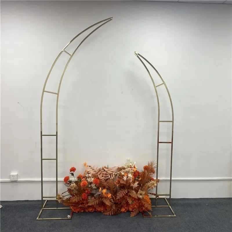 

Wedding Arch Square Backdrop balloon Stand Background Shiny Metal Gold Plating Outdoor Artificial Flower Door Shelf Frame