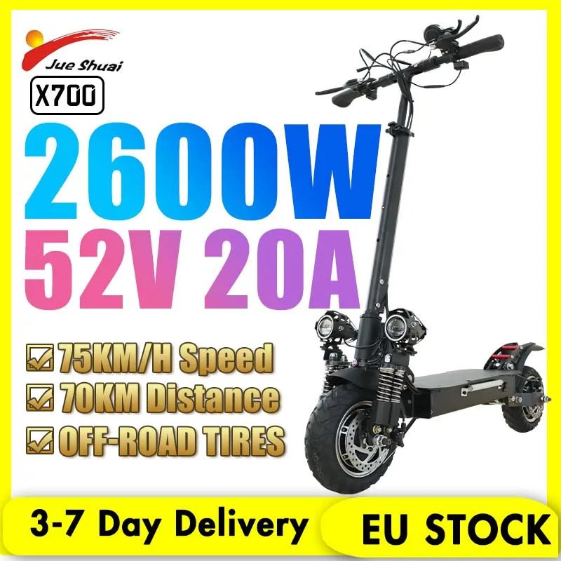 

EU STOCK 2600W Dual Motor Powerful Electric Scooter 52V 20A Lithium Battery Folding E Scooter 10" Tire Patinete Elétrico Adullto