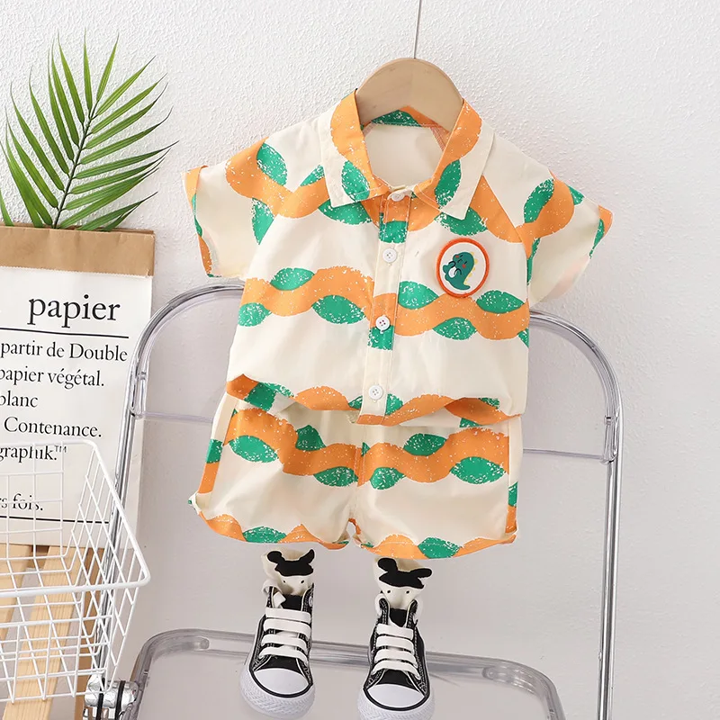 

LZH Kids Clothes Boys 2023 New Summer Sets Fashion Children's Clothing Striped Shirt+Shorts 2pcs Suit Baby Boy Clothes 1-4 Year