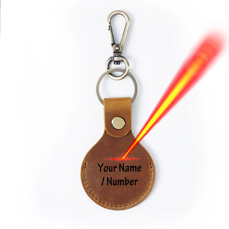 

Персонализированный кожаный брелок для ключей с биркой на заказ, чехол для ключей Airtag, брелок с трекером против потери, держатель для Airtag