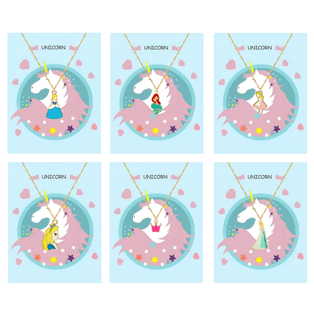 

Necklace Children Women Girls Cute Cartoon Jewelry Pendant Diy New Design Princess Queen Crown Children's Day Gift