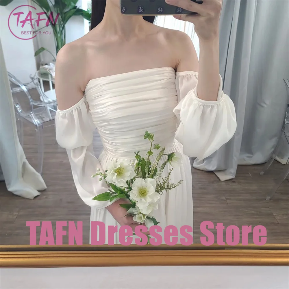 Корейские свадебные платья TAFN элегантные платья-трапеции с открытыми плечами и