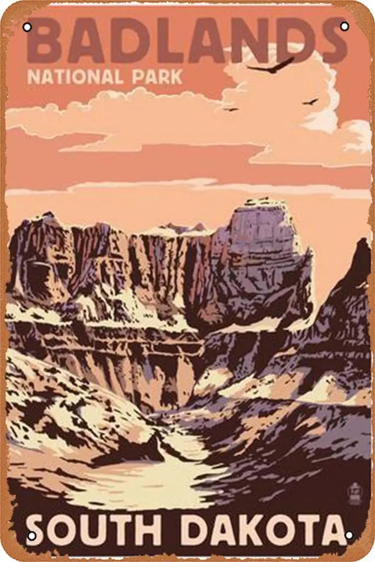 Металлическая жестяная вывеска Ysirseu Badlands National Park South Dakota - Castle Rock Signs Плакат