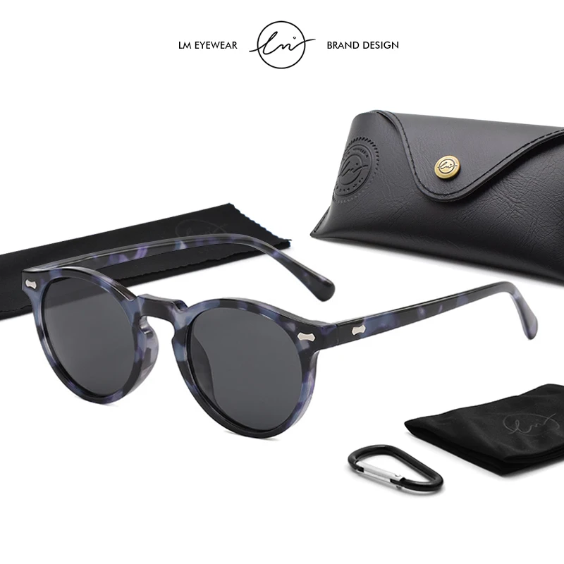 

Солнцезащитные очки LM круглые в винтажном стиле для мужчин и женщин, брендовые дизайнерские Поляризационные солнечные очки для вождения, Y2K, с цветными линзами, UV400