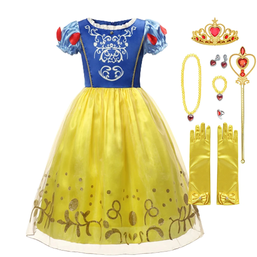 Платье принцессы Девочка из Диснея Рапунцель Золушка Аврора костюмы на Хэллоуин